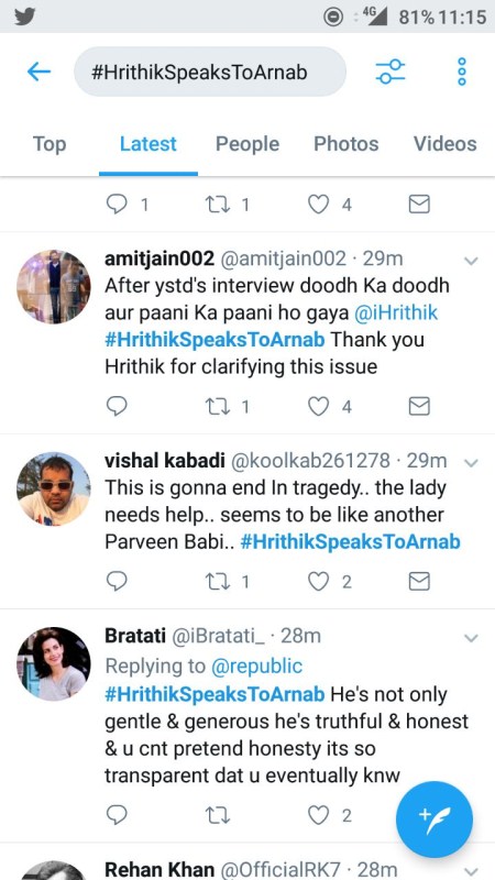 Here are a few tweets of the massive support that the netizens extended to the Bollywood Superstar. The actor not only confessed to being 'uncomfortable' speaking about the issue on National television, but also expressed that he feared that his words would be misconstrued. Hrithik Roshan,actor Hrithik Roshan,Kangana Ranaut controversy,Kangana Ranaut,hrithik roshan kangana ranaut,hrithik kangana affair
