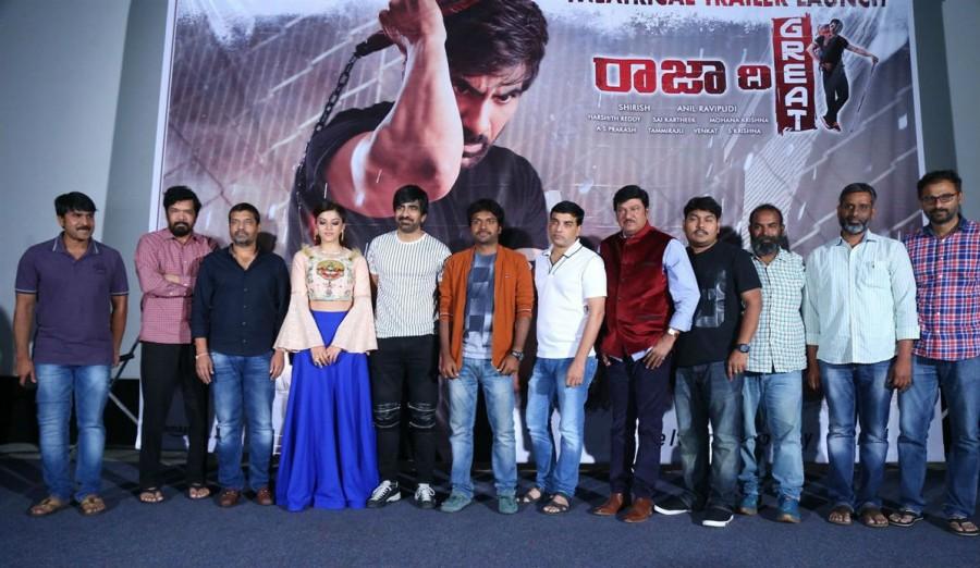 Telugu movie Raja The Great Theatrical Trailer Launch event held at Hyderabad. Celebs like Ravi Teja, Anil Ravipudi, Dil Raju, Mehreen Pirzada and others graced the event. Raja The Great Trailer,Raja The Great Trailer launch,Ravi Teja,Mehreen Pirzada,Anil Ravipudi,Dil Raju