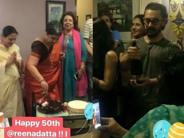 A surprise party was planned in Reena's residence in the evening. Aamir and Kiran attended along with all the family and friends. It's an extremely special 50th birthday and all were present to make it more special. Reena Dutta has been actively involved and handling Paani Foundation. Aamir Khan loves his family the most. Like any other person, Aamir‘s life revolves around his family which includes his ex-wife Reena Dutta. Aamir Khan,actor Aamir Khan,Reena Dutta,Aamir Khan wife Reena Dutta,Aamir Khan celebrates Reena Dutta birthday,Reena Dutta’s 50th birthday