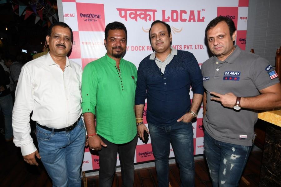Mukesh Gupta with Chef Prashant Bhosle, Prashant Virendra Sharma and DJ Sheizwood. Mukesh Gupta,Vishwas Raul,Manoj Charaya,Pakka Local Bar launch,Pakka Local Bar,Pakka Local Bar launch pics,Pakka Local Bar launch images,Pakka Local Bar launch stills,Pakka Local Bar launch pictures,Pakka Local Bar launch photos