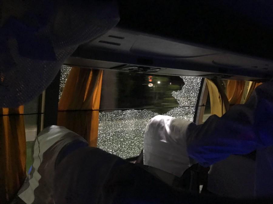 Australia's cricket squad suffered a scare after a stone was thrown at their bus on its return to a city hotel from the Barsapara Cricket Stadium here. The incident took place on Tuesday night after Australia defeated India by eight wickets in the second Twenty20 International (T20I). India vs Australia,2nd T20I,rock thrown,Australian team bus,aaron finch,Twitter,attack,miscreant,guwahati,Australia bus attack