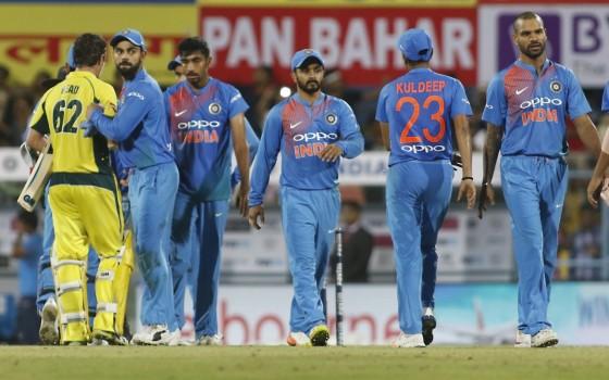 The 37,500-odd crowd at India's latest venue anticipated a run feast but were denied, thanks to a disciplined bowling effort from the tourists, who opted to bowl on winning the toss after a light drizzle. Chasing a paltry 119, Australia initially got a taste of their own medicine from India's new ball pair of Jasprit Bumrah and Bhuvneshwar Kumar to be reduced to 13/2. Skipper David Warner (2) was the first man to be dismissed off a short-pitched ball from Bumrah before Bhuvneshwar struck with the wicket of the in-form Aaron Finch (8), comfortably caught by captain Virat Kohli on both occasions. All-rounder Moises Henriques (62 not out) and Travis Head (48 not out) then started the repair work cautiously before launching an all-out attack on the Indians to eventually end up with a 109-run undefeated third wicket stand.