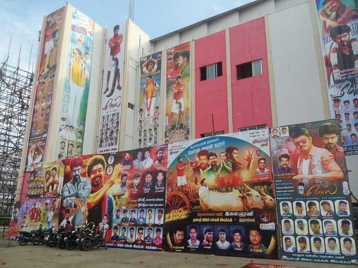 Thalapathy Vijay fans rocking with this poster for their Mersal star. Thalapathy Vijay,Ilayathalapathy Vijay,Vijay,actor Vijay,Mersal mania,Vijay's Mersal mania,Mersal release,Mersal movie release,Mersal mania everywhere,Vijay fans,Vijay banner,vijay cutouts