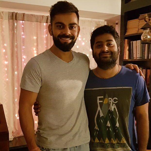 Virat took to Twitter on Tuesday to share a photograph of himself along with Arijit and said the singer is an "amazing person". "Pure fanboy moment for me. What an amazing person he is. No one has captivated me with their voice like this man. God bless you Arijit," Virat tweeted. Over the weekend, Virat along with other sportsmen took part in a charity football game against a team of film celebrities, including Ranbir Kapoor, Abhishek Bachchan, Dino Morea and Shoojit Sircar. Virat Kohli,cricketer Virat Kohli,Indian cricketer Virat Kohli,Arijit Singh,Virat Kohli and Arijit Singh,singer Arijit Singh