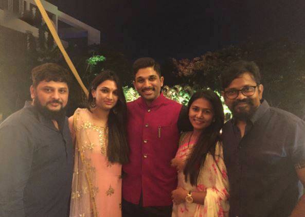 Allu Arjun with his wife Sneha Reddy at Chiranjeevi's Pre-Diwali dinner party. Ram Charan,Allu Arjun,Sai Dharam Teja,Chiranjeevi's Pre-Diwali dinner party,Megastar Chiranjeevi,Chiranjeevi