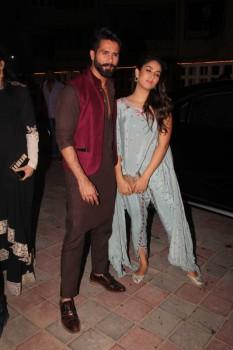 Actor Shahid Kapoor and Mira Rajput celebrate Diwali at Masaba Gupta's House in Mumbai.