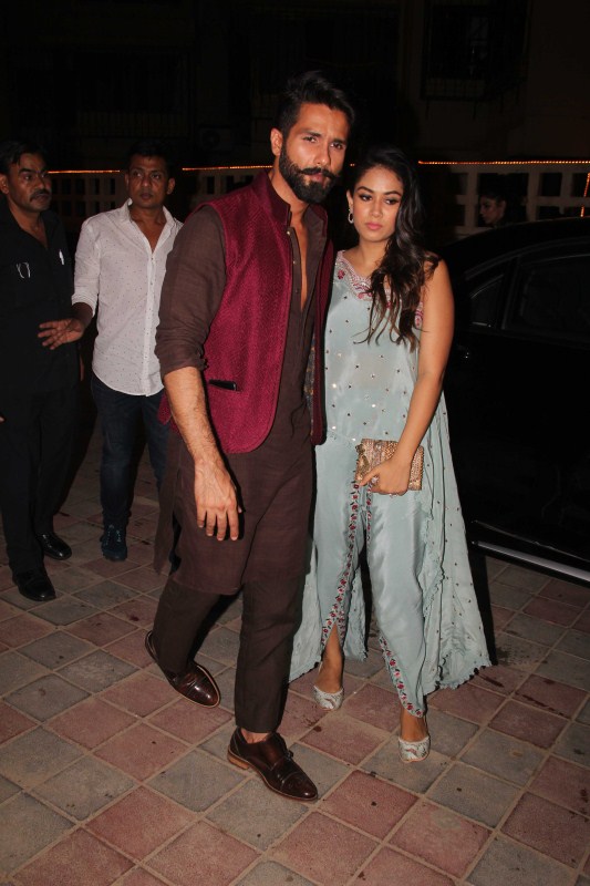 Actor Shahid Kapoor and Mira Rajput celebrate Diwali at Masaba Gupta's House in Mumbai on Oct 18, 2017. Shahid Kapoor and Mira Rajput,Shahid Kapoor,Mira Rajput,Shahid Kapoor and Mira Rajput celebrate Diwali,Masaba Gupta,Diwali,Diwali 2017,Diwali celebrations
