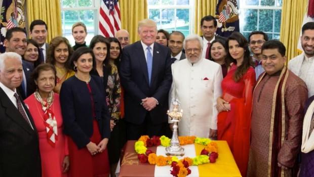 US President Donald Trump celebrated Diwali at the White House by lighting a diya amid a gathering of leading members of the Indian American community and said he greatly valued his relationship with Indian Prime Minister Narendra Modi. Trump's daughter Ivanka also attended the festivities in the Oval Office on Tuesday. Also present were Federal Communications Commission chairman Ajit Pai, US envoy to the UN Nikki Haley and Administrator of the Centres for Medicare and Medicaid Services Seema Verma.