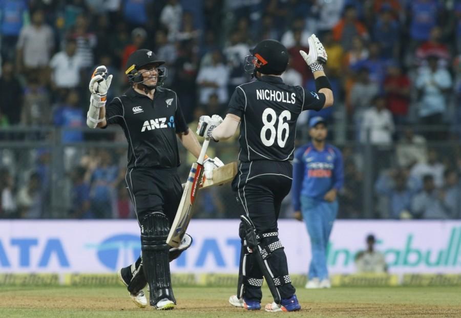 New Zealand openers Martin Guptill (32) and Colin Munro (28) helped the side get off to steady start with a 48-run stand for the first wicket. The Indians made a comeback as Guptill, Munro and Kiwi skipper Kane Williamson were sent back to the pavilion in quick succession. But untroubled by the dismissals, Taylor and Latham steered the New Zealand chase, asking difficult questions of the Indian bowling attack. The duo took the visitors to the edge of victory before Taylor fell prey to pacer Bhuvneshwar Kumar by handing an easy catch to Yuzvendra Chahal at extra cover. Incoming batsman Henry Nicholls (4 not out) then hit a boundary to score the winning runs in style. Tom Latham,Ross Taylor,Tom Latham and Ross Taylor,india vs new zealand,new zealand beats india,new zealand trash india,Virat Kohli,Virat Kohli 100