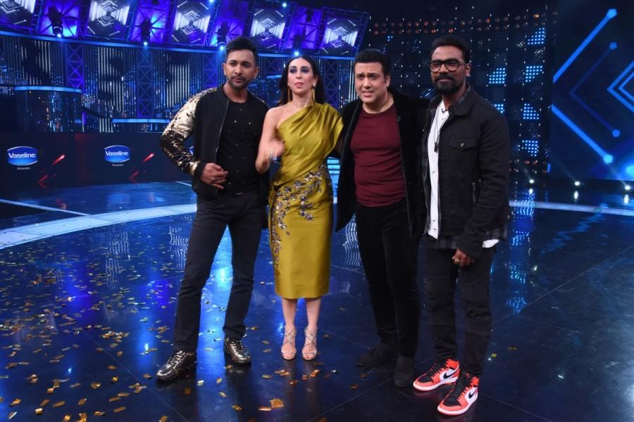 Govinda and Karisma Kapoor on the sets of "Dance Champions". Govinda and Karisma Kapoor,Govinda,Karisma Kapoor,Govinda on Dance Champions,Karisma Kapoor at Dance Champions