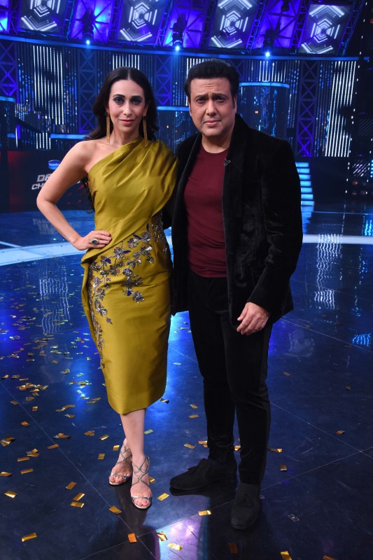 Actors Govinda and Karisma Kapoor on the sets of "Dance Champions" show in Mumbai on Oct 22, 2017. Govinda and Karisma Kapoor,Govinda,Karisma Kapoor,Govinda on Dance Champions,Karisma Kapoor at Dance Champions