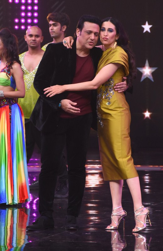 Actors Govinda and actress Karisma Kapoor on the sets of "Dance Champions" show in Mumbai on Oct 22, 2017. Govinda and Karisma Kapoor,Govinda,Karisma Kapoor,Govinda on Dance Champions,Karisma Kapoor at Dance Champions