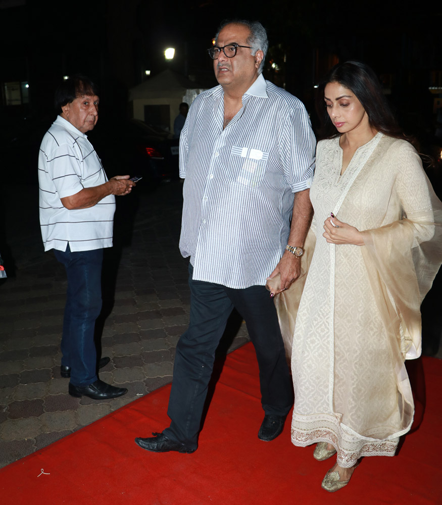 Boney Kapoor and Sridevi at the prayer meet of Ram Mukherjee at Iscon Temple in Juhu, Mumbai on October 25, 2017. Amitabh Bachchan,Abhishek,Aishwarya Rai,Boney Kapoor,Sridevi,Abhishek Bachchan,Aishwarya Rai Bachchan,Ram Mukherjee Prayer Meet,Ram Mukherjee Prayer Meet pics,Ram Mukherjee Prayer Meet images,Ram Mukherjee Prayer Meet stills,Ram Mukherjee Prayer Meet pict