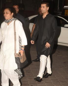 Karan Johar at the prayer meet of Ram Mukherjee at Iscon Temple in Juhu, Mumbai on October 25, 2017.