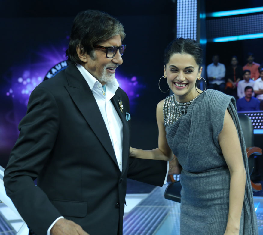 The film also featured Kirti Kulhari, Andrea Tariang, Angad Bedi and Piyush Mishra. Amitabh Bachchan,Taapsee Pannu,actress Taapsee Pannu,Kaun Banega Crorepati 9,Kaun Banega Crorepati,Amitabh Bachchan hosts Taapsee Pannu