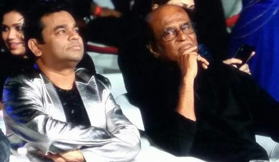 AR Rahman, Rajinikanth at 2.0 audio launch. Shankar,AR Rahman,Karan Johar,director Shankar,2.0 audio launch,2.0 music launch,2.0 audio launch pics,2.0 audio launch images,2.0 audio launch stills,2.0 audio launch pictures