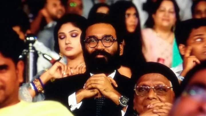 Dhanush spotted at 2.0 audio launch. Dhanush,Rana Daggubati,RJ Balaji,2.0 audio launch,2.0 music launch