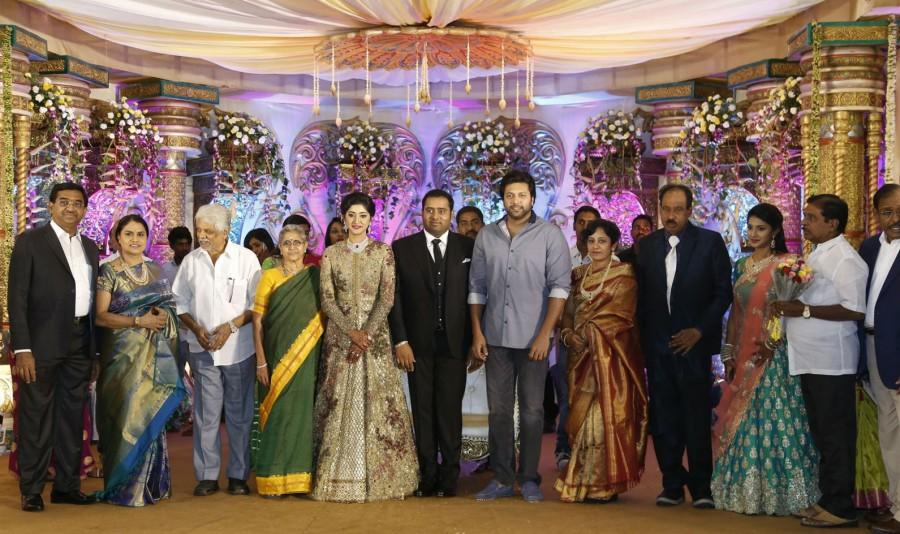 Jayam Ravi, Editor Mohan, Varalakshmi Mohan spotted at Abinesh Elangovan Nandhini Wedding Reception. Jayam Ravi,R Parthiban,Prasanna,Sneha,Sibiraj,Abinesh Elangovan Nandhini Wedding Reception,Abinesh Elangovan and Nandhini Wedding,Abinesh Elangovan and Nandhini,Abinesh Elangovan