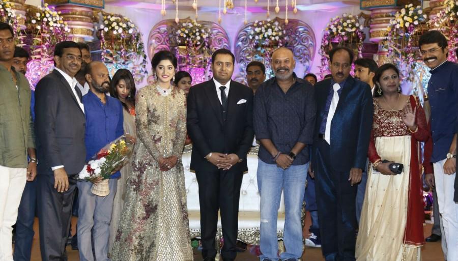 Venkat Prabhu and Subbu Panchu spotted at Abinesh Elangovan and Nandhini Wedding Reception. Vijay Antony,Arya,K Bhagyaraj,T Rajendar,Venkat Prabhu,Abinesh Elangovan and Nandhini Wedding Reception,Abinesh Elangovan and Nandhini