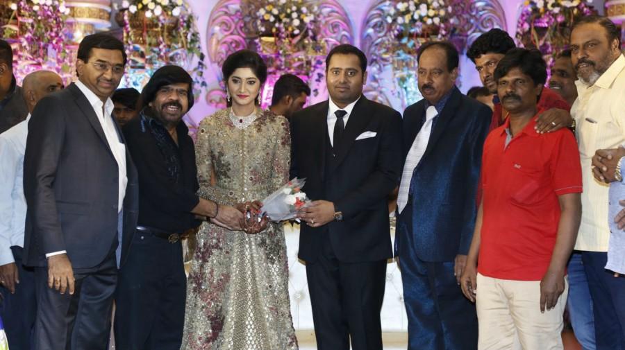 T Rajendar spotted at Abinesh Elangovan and Nandhini Wedding Reception. Vijay Antony,Arya,K Bhagyaraj,T Rajendar,Venkat Prabhu,Abinesh Elangovan and Nandhini Wedding Reception,Abinesh Elangovan and Nandhini
