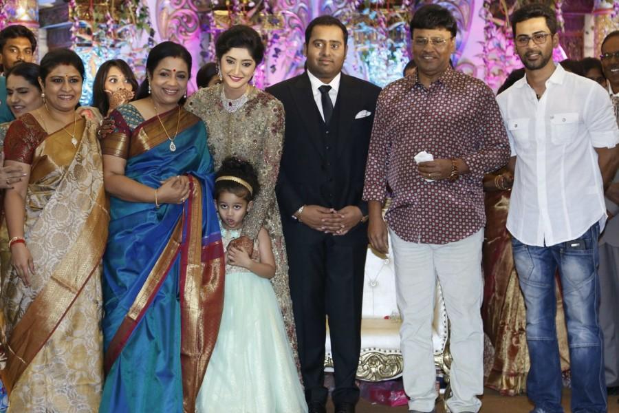 Poornima, K Bhagyaraj and Krish spotted at Abinesh Elangovan and Nandhini Wedding Reception. Vijay Antony,Arya,K Bhagyaraj,T Rajendar,Venkat Prabhu,Abinesh Elangovan and Nandhini Wedding Reception,Abinesh Elangovan and Nandhini