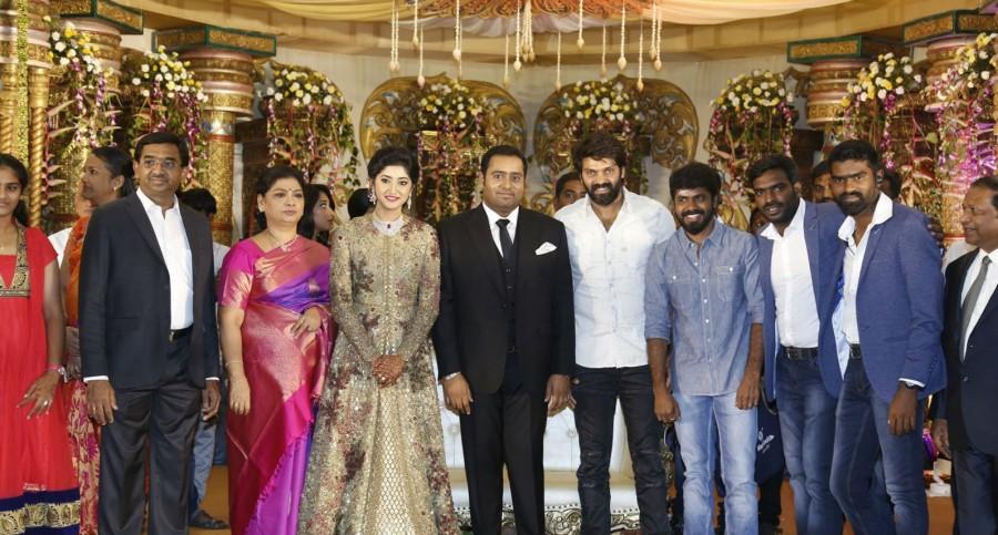 Arya and Ramakrishnan spotted at Abinesh Elangovan and Nandhini Wedding Reception. Vijay Antony,Arya,K Bhagyaraj,T Rajendar,Venkat Prabhu,Abinesh Elangovan and Nandhini Wedding Reception,Abinesh Elangovan and Nandhini