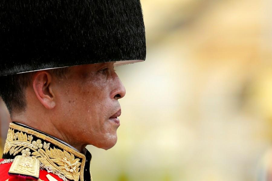 Thailand's King Maha Vajiralongkorn takes a part in the royal cremation procession of late King Bhumibol Adulyadej at the Grand Palace in Bangkok. Thai king,King Bhumibol,Bangkok Grand Palace,Royal cremation for Thai king