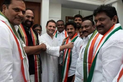 Ex-TDP MLA Revanth Reddy gets a grand welcome in Congress.