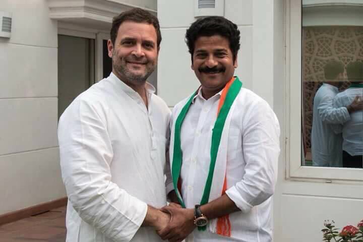 Rahul Gandhi welcomed Revanth Reddy to the Congress family today. Revanth Reddy,Revanth Reddy joins Congress,Rahul Gandhi,Revanth Reddy in Congress