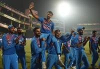 Veteran pacer Ashish Nehra could not have asked for a better send-off as India thrashed New Zealand by 53 runs at the Ferozshah Kotla here on Wednesday to bring up their maiden win against the Kiwis in T20 Internationals. India's opening duo of Shikhar Dhawan (80 from 52 balls) and Rohit Sharma (80 from 55 balls) blasted identical half tons to set the tone with a 158-run record opening stand and guide the hosts post a massive 202/3.