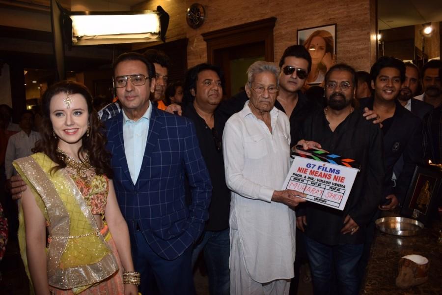 Anna Ador, Gulshan Grover, Rajkumar Kohli, Armaan Kohli, Hariharan, Dhruv Verma during the Mahurat launch of Indo-Polish film Nie Means Nie. Rajkumar Kohli,Gulshan Grover,Indo-Polish film,Nie means Nie,Nie means Nie Mahurat,Nie means Nie launch,Nie means Nie movie Mahurat,Nie means Nie movie launch,Dhruv Verma,Vikash Verma,Armaan Kohli,Hariharan