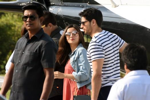 Karan Johar sanpped with Alia Bhatt, Farah Khan and Sidharth Malhotra at Shah Rukh Khan's 52nd birthday celebration in Alibaug.
