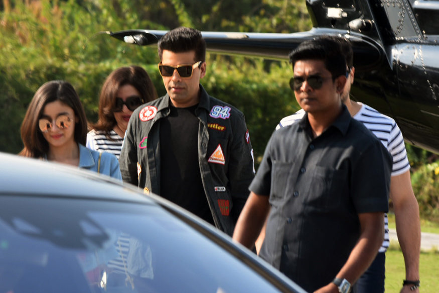 Karan Johar spotted with Alia Bhatt, Farah Khan and Sidharth Malhotra at Shah Rukh Khan's 52nd birthday celebration in Alibaug. Karan Johar,Sidharth Malhotra,Sanjay Kapoor,Shah Rukh Khan's 52nd birthday celebration,Shah Rukh Khan's birthday celebration,Shah Rukh Khan,Shah Rukh Khan birthday celebration,Celebs at Shah Rukh Khan birthday celebration,Shah Rukh Khan birthday