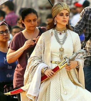 Kangana Ranaut during shooting of her upcoming film 