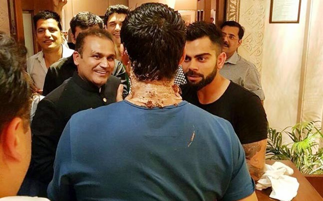 Virat Kohli, Virender Sehwag attend Ashish Nehra's farewell party Virat Kohli,Virender Sehwag,Ashish Nehra,Ashish Nehra farewell party,Ashish Nehra farewell,ashish nehra farewell pics,ashish nehra farewell images,ashish nehra farewell stills,ashish nehra farewell pictures,ashish nehra farewell photos