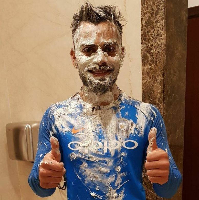 India captain Virat Kohli celebrated his 29th birthday with team-mates in Rajkot. Virat Kohli,Virat Kohli birthday,Virat Kohli birthday celebration,Virat Kohli 29th birthday celebration,Virat Kohli birthday celebration pics,Virat Kohli birthday celebration images,Virat Kohli birthday celebration stills,Virat Kohli birthday celebration