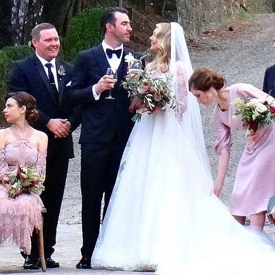 For the wedding, Upton picked a white gown, which featured long sleeves and a sheer element over her decolletage. Her wedding dress had a voluminous skirt with a long train, and she donned a long veil into her wavy blonde hair. Justin Verlander,kate upton justin verlander,kate upton and justin verlander marriage,Justin Verlander and Kate Upton wedding,Justin Verlander and Kate Upton wedding pics,Justin Verlander and Kate Upton wedding images,Justin Verlander and Kate Upton weddi
