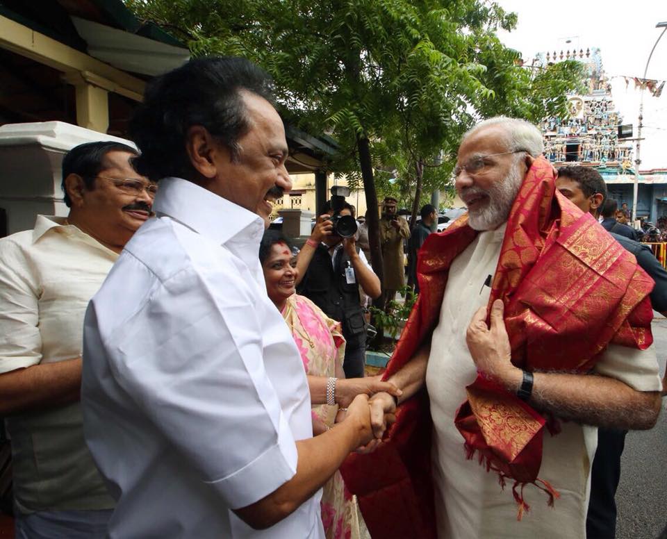 The Prime Minister was received by DMK Working President and Karunanidhi's son M.K. Stalin. Narendra Modi,Narendra Modi meets Karunanidhi,Karunanidhi,DMK chief Karunanidhi,Narendra Modi meets MK Stalin,MK Stalin,Narendra Modi in Chennai
