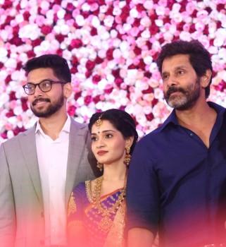 South Indian actor Chiyaan Vikram sings at daughter Akshita wedding reception.
