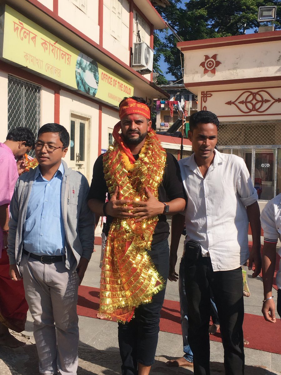 Left-handed middle-order batsman Suresh Raina visits Kamakhya Devi temple. Kamakhya Devi temple,Suresh Raina,Suresh Raina visits Kamakhya Devi temple,Kamakhya Devi,Suresh Raina at Kamakhya Devi temple
