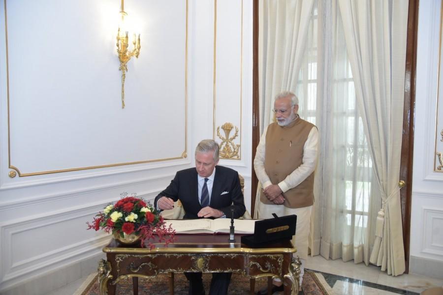 Later on Tuesday, President Ram Nath Kovind will hold a meeting with the King and Queen while Vice President M. Venkaiah Naidu will also call on the royal couple. Earlier in the day, the King and Queen were accorded a ceremonial welcome at the Rashtrapati Bhavan. External Affairs Minister Sushma Swaraj also called on the visiting dignitaries. India is Belgium's second largest export destination and third largest trade partner outside the European Union (EU). In 2016-17, bilateral trade amounted to $13.28 billion of which exports from India to Belgium accounted for $5.65 billion while imports from Belgium accounted for $6.62 billion. Narendra Modi,Narendra Modi meets Belgian King Phillip,Narendra Modi meets King Phillip,Belgian King Phillipe,Hyderabad House
