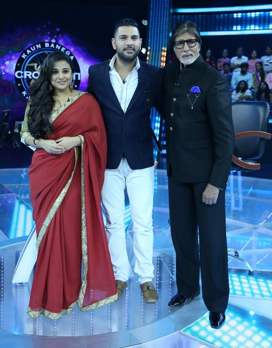 Source from the set revealed," It was an emotional moment for Yuvraj Singh when he shared his experience of suffering from cancer. Amitabh Bachchan was being very supportive and made sure he was comfortable. The stunning Vidya Balan stole the show with wittiness whereas the show has a beautiful musical ending with the harmony band." Vidya Balan and Yuvraj Singh,Vidya Balan,Yuvraj Singh,Kaun Banega Crorepati 9 finale,Kaun Banega Crorepati 9,Kaun Banega Crorepati 9 Grand Finale,Amitabh Bachchan