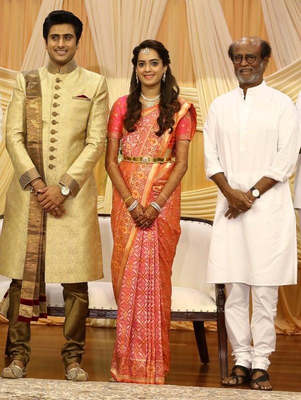 Rajinikanth At AVM Saravanan s Granddaughter Aparna Wedding Reception 