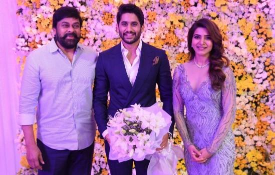 Chiranjeevi at Naga Chaitanya and Samantha Akkineni Wedding Reception.