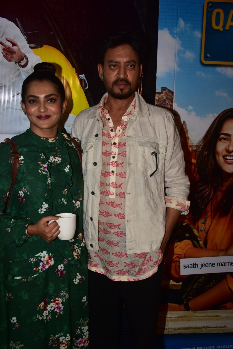 'Qarib Qarib Singlle' is a departure from the usual fairy tale romance and puts forth that not every story has to have a perfect ending. The film resonates with the millennials' sentiments with the relationship status 'Qarib Qarib Singlle'. Rrfan Khan,Parvathy,Tanuja Chandra,Sutupa Sikhder,Makesh Bhatt,Deepak Dobriyal,Gulshan Devaiah,Rasika duggal,Tisca Chopra,Qarib Qarib Singlle,Qarib Qarib Singlle special screening