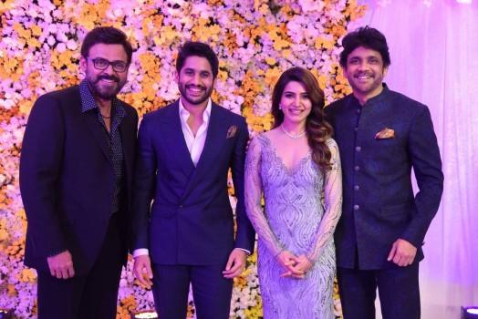 Venkatesh spotted at Samantha - Naga Chaitanya's Wedding Reception.