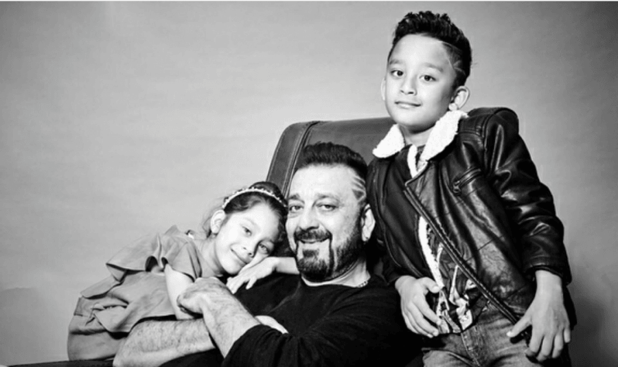 The actor shared the picture on Instagram saying, "They are the world to me! Thank you @htbrunch for this fun shoot with Shahraan and Iqra." Sanjay Dutt,Sanjay Dutt kids,Shahraan and Iqra Dutt,Shahraan,Iqra Dutt,Shahraan Dutt,Superstar Sanjay Dutt