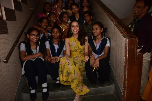Bollywood actress Shraddha Kapoor visits and spend time with the children of Prabhadevi Municipal School.
