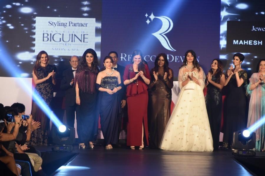 Actress Pooja walked the ramp here on Saturday night for designer Rebecca Dewan, who presented Belle Ame, a festive collection in French lace at 'She Matters - A Fashion Walk for a Cause'. Pooja Hegde,actress Pooja Hegde,Rebecca Dewan fashion event,Rebecca Dewan,Pooja Hegde catwalks for a cause,Soha Ali Khan