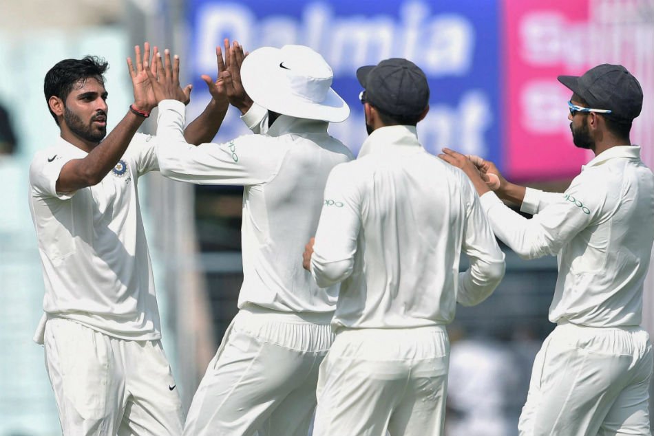 It was the talsiamnic batsman's 50th international hundred -- 18th in Tests, 11th as skipper, and the first at the hallowed ground. Following up, Bhuvneshwar Kumar (4/8) and Mohammed Shami (2/34) bowled superbly to drag the islanders to the cusp of defeat. Coming to the crease at a time the hosts were struggling in the first session courtesy Suranga Lakmal's devastating spell of swing bowling, Kohli held fort at one end milking all the bowlers around the park with equal severity. India vs Sri Lanka,India vs Sri Lanka 1st Test,Bhuvneshwar Kumar,Virat Kohli